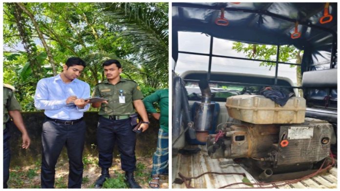 শাহরাস্তিতে অবৈধভাবে মাটি কাটায় ২ লাখ টাকা জরিমানা, ড্রেজার জব্দ
