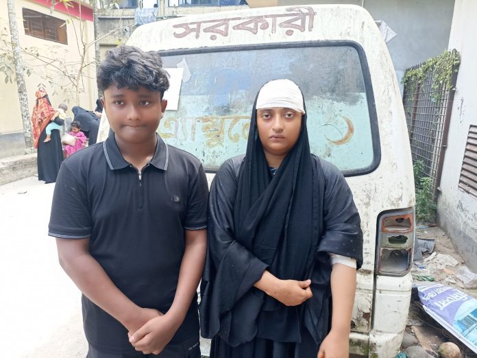 জমি দখলের চেষ্টায় দেবরের হামলায় বিধবা নারী ও তার ছেলে রক্তাক্ত জখম
